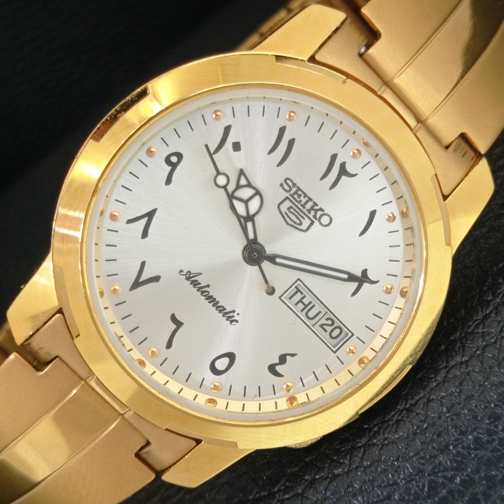 Vintage 1980 Seiko Automatic Mens Gold Watch WDaydate  Arabic Accents